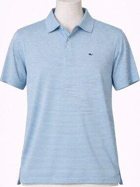 Vineyard Vines Polo Shirt Mens XL Teal/Pink Stretch Striped Performance Golf